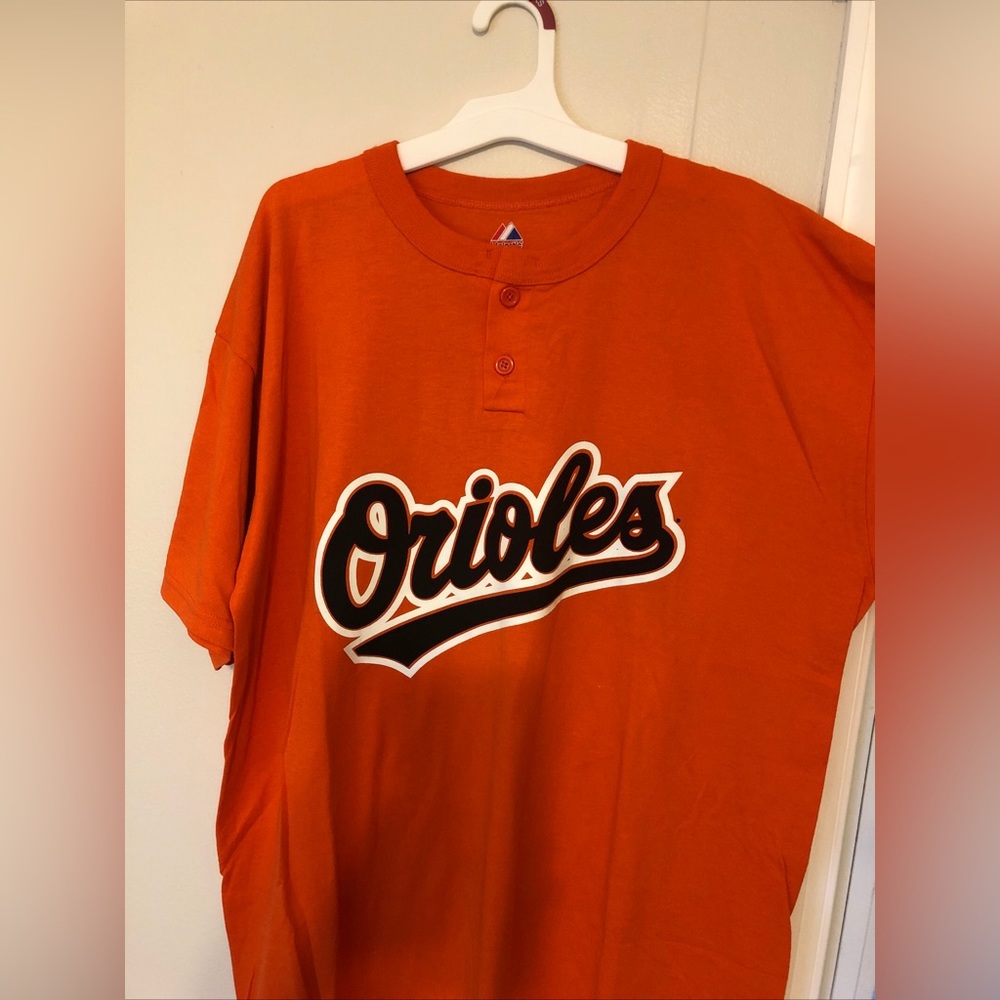Baltimore Orioles Markakis Tshirt MLB Majestic Mens Size XL Orange Short Sleeve